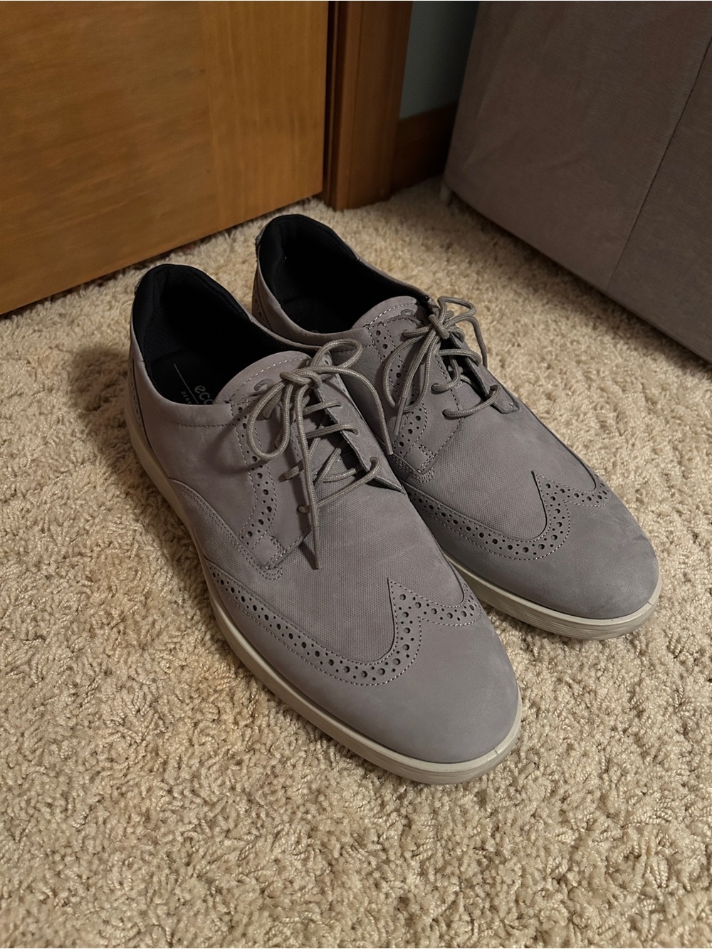 ECCO Men’s S Lite Hybrid Brogue Shoes Grey Oxford Wingtip EU 47 US Size 10